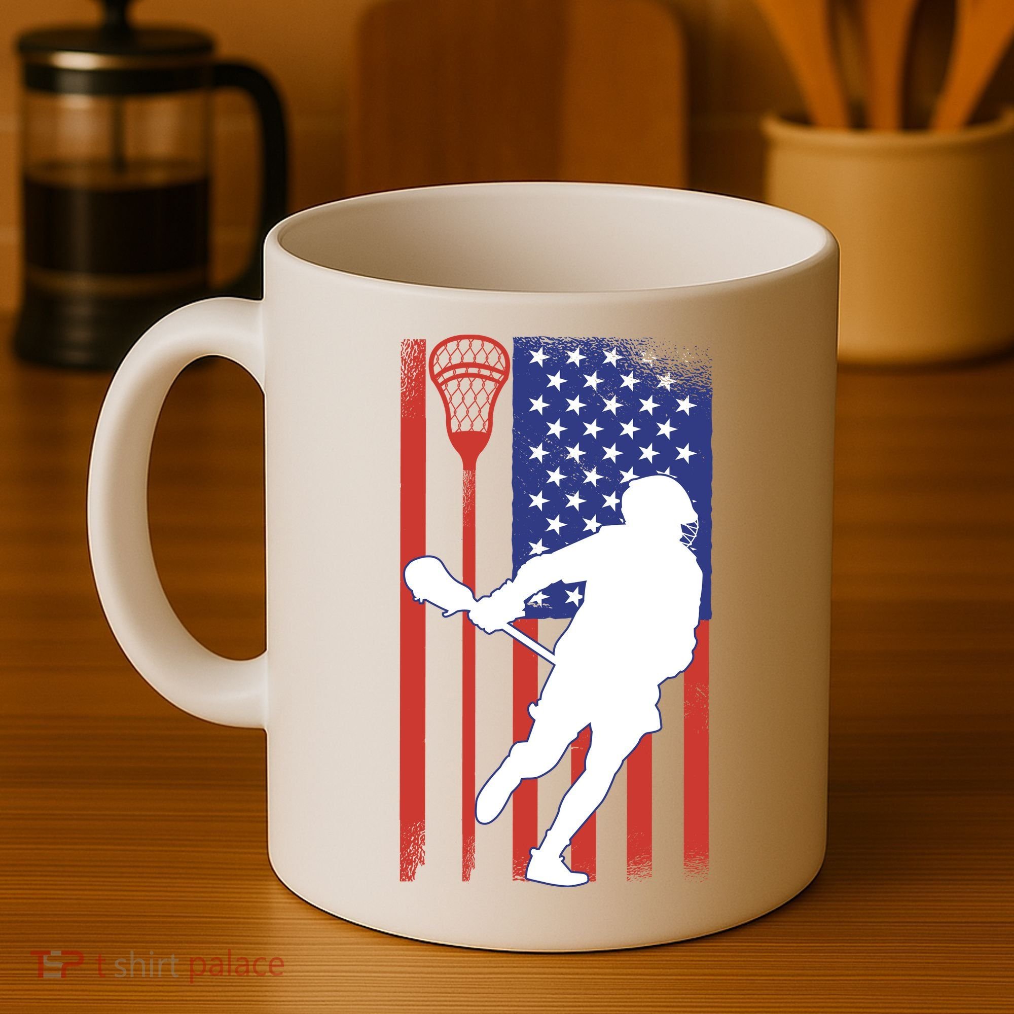 Lacrosse Usa Flag Coffee Mug