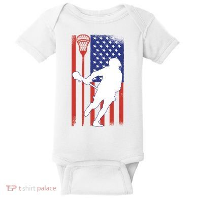 Lacrosse Usa Flag Baby Bodysuit
