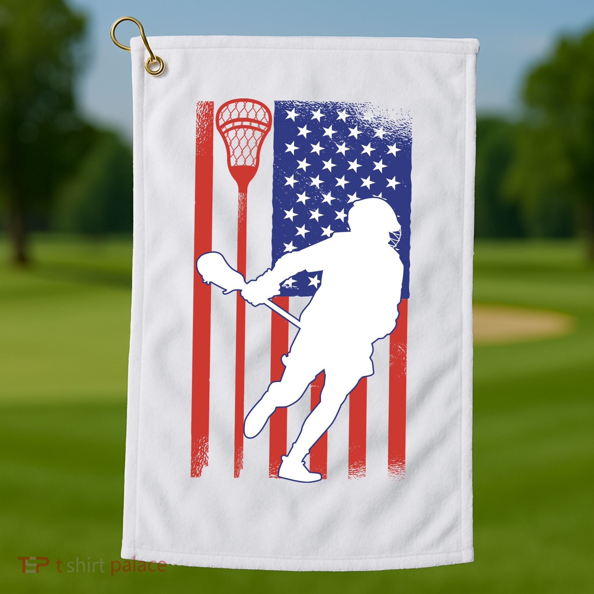 Lacrosse Usa Flag Golf Towel