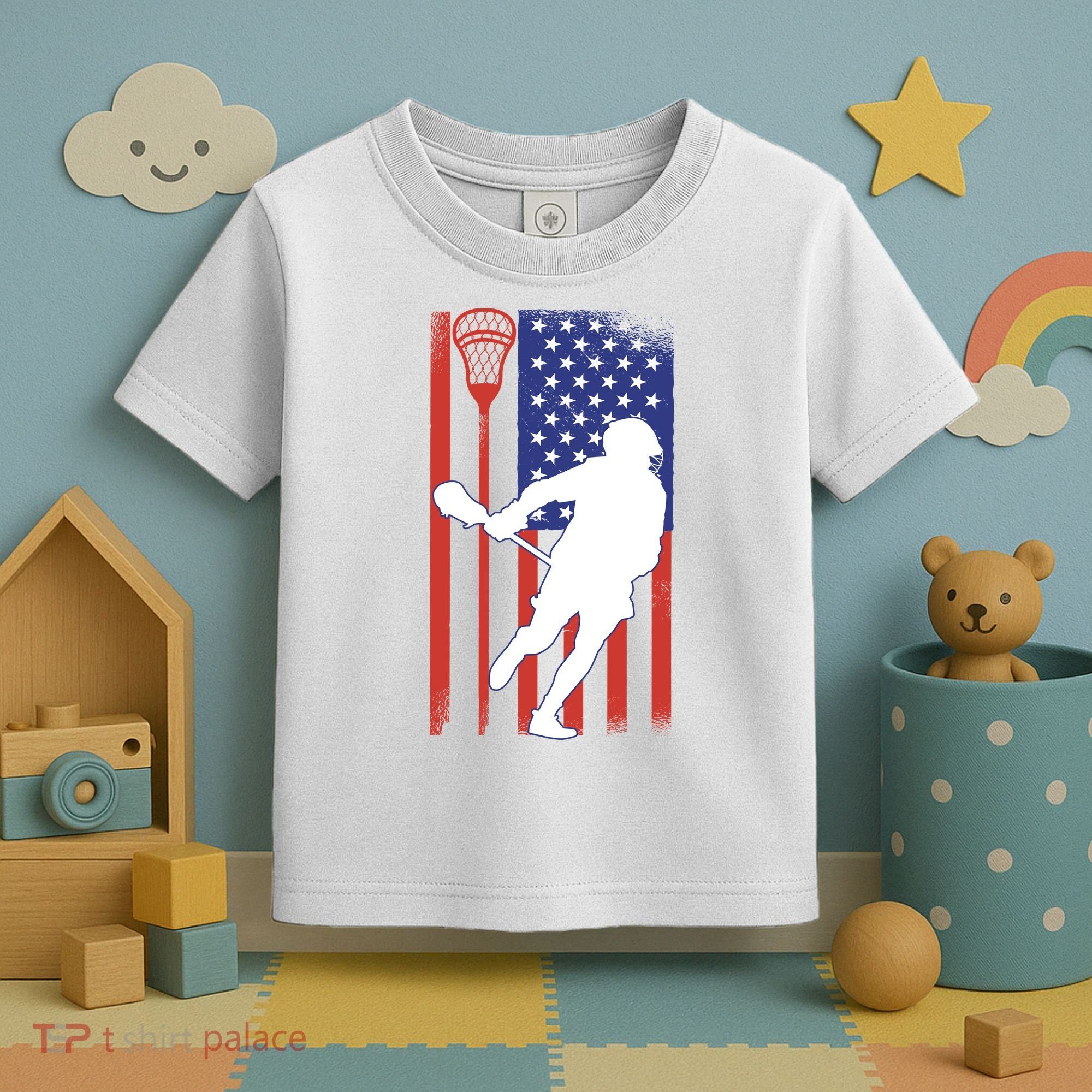 Lacrosse Usa Flag Toddler T-Shirt