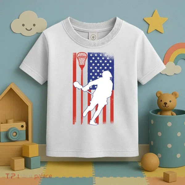 Lacrosse Usa Flag Toddler T-Shirt