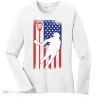 Lacrosse Usa Flag Women's Long Sleeve Shirt thumb 0