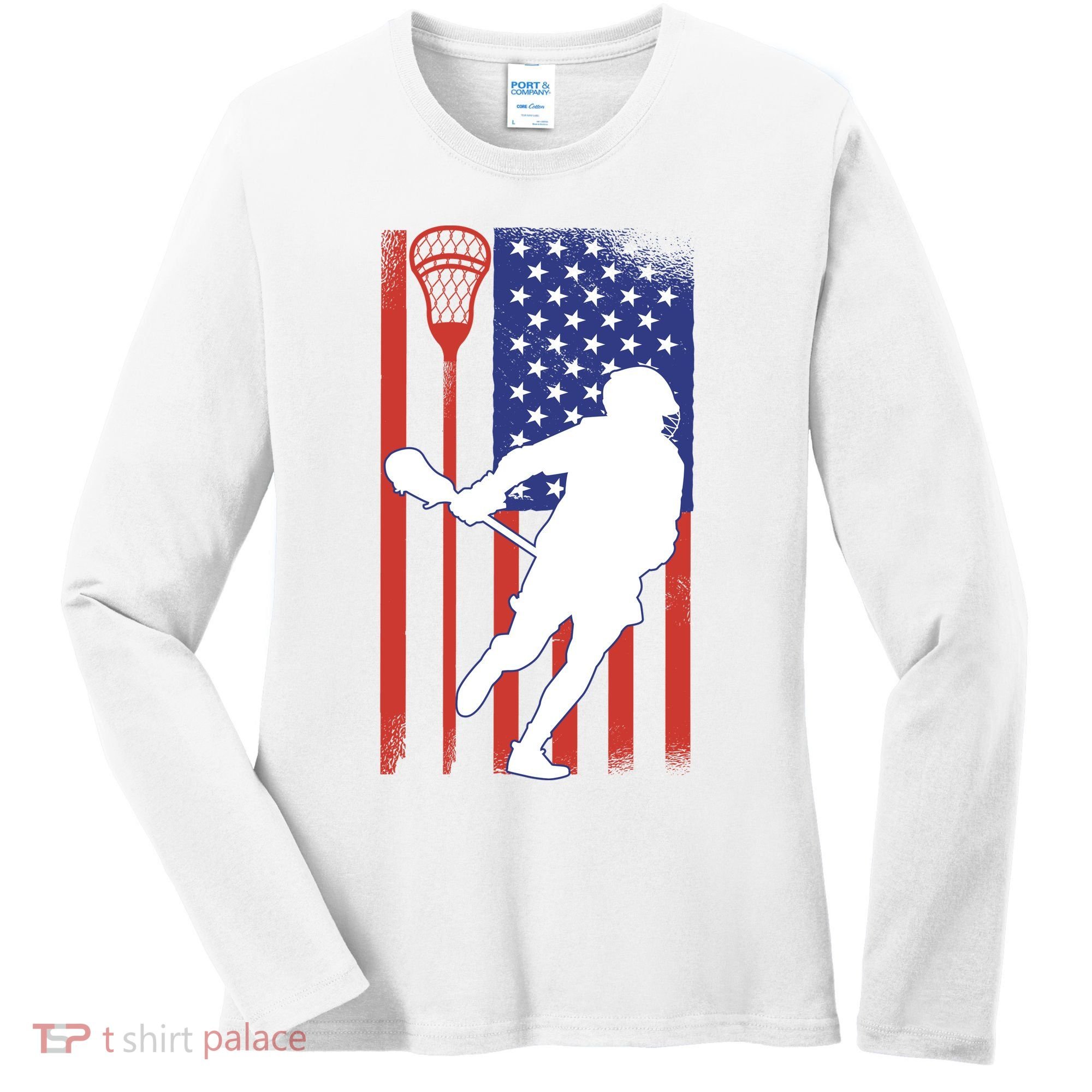 Lacrosse Usa Flag Women's Long Sleeve Shirt