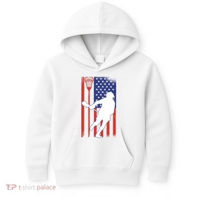 Lacrosse Usa Flag Kids Hoodie