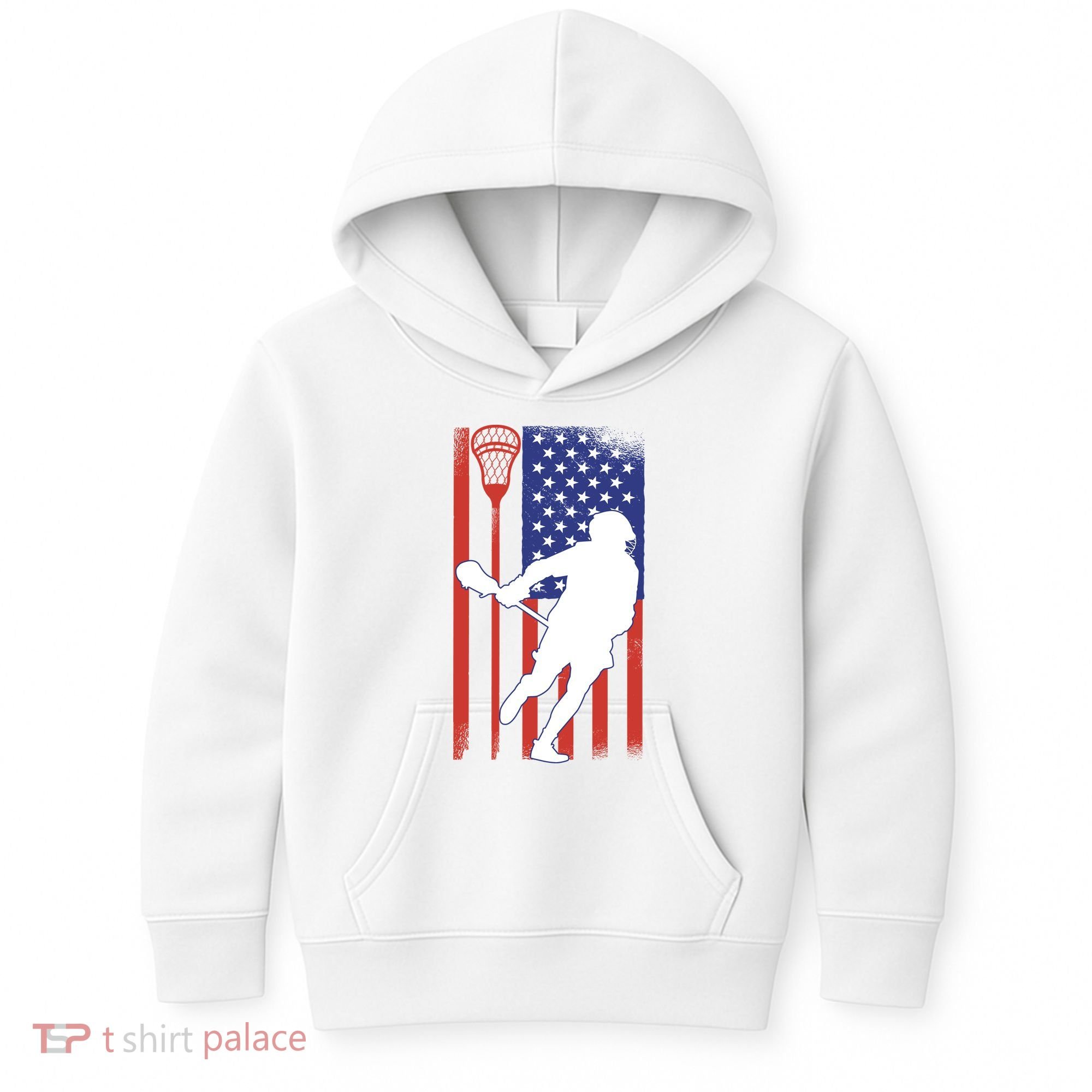 Lacrosse Usa Flag Kids Hoodie