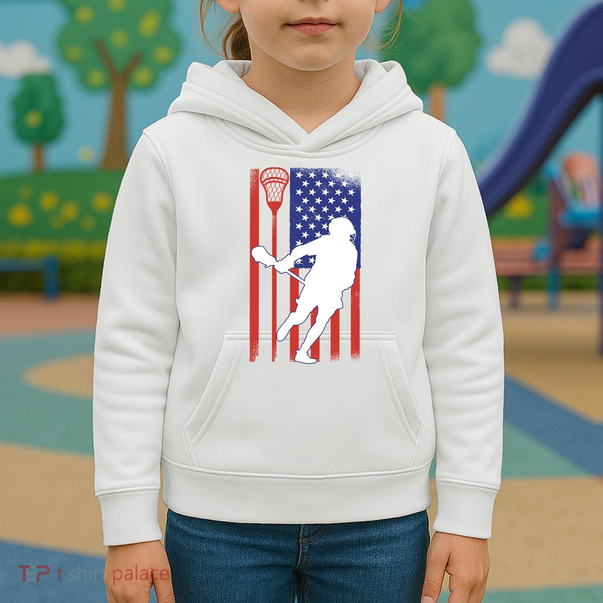 Lacrosse Usa Flag Kids Hoodie