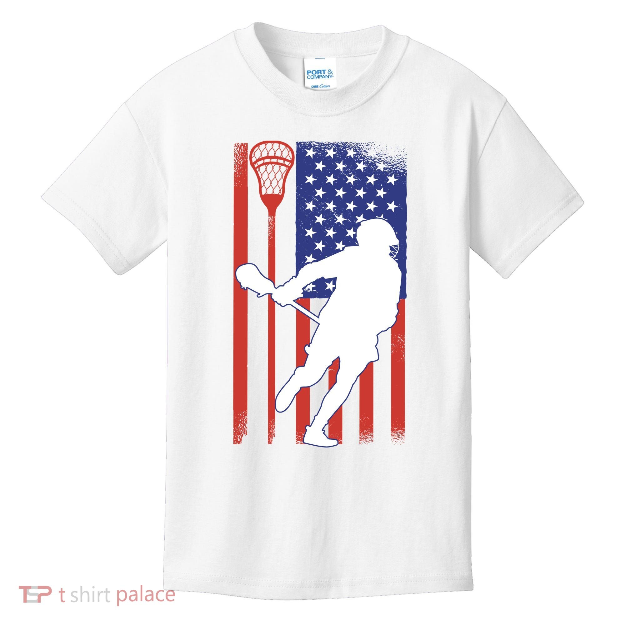 Lacrosse Usa Flag Kids T-Shirt