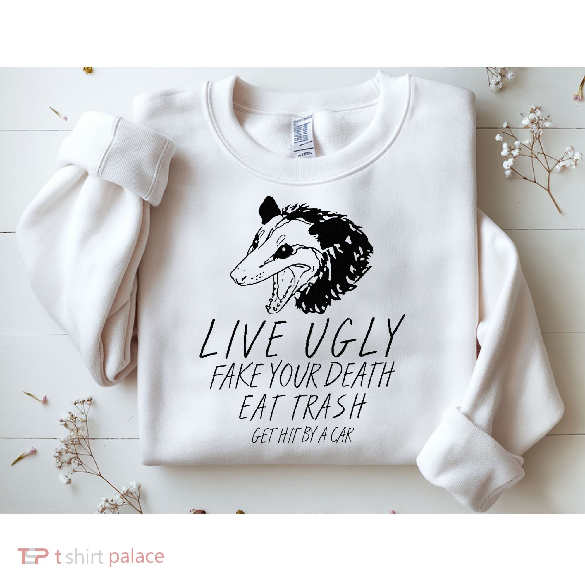 Live Ugly Fake Your Death Eat Trash Get Hit By A Car Opossum Sweatshirt