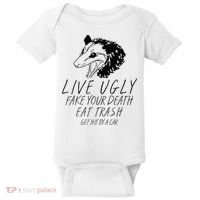 Live Ugly Fake Your Death Eat Trash Get Hit By A Car Opossum Baby Bodysuit thumb 0