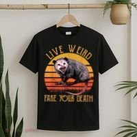 Live Ugly Fake Your Death Fynny Retro Vintage Opossum T-Shirt thumb 2
