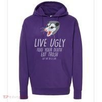Live Ugly Fake Your Death Eat Trash Opossum Hoodie thumb 0