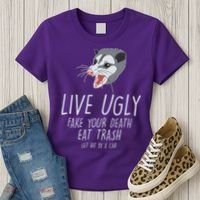 Live Ugly Fake Your Death Eat Trash Opossum Women's T-Shirt thumb 3