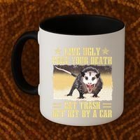 Live Ugly Fake Your Death Eat Trash Get Hit By A Car Opossum Coffee Mug thumb 2