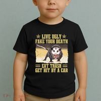 Live Ugly Fake Your Death Eat Trash Get Hit By A Car Opossum Toddler T-Shirt thumb 2
