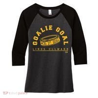 Linus Ullmark Goalie Goal Boston Hockey Women's Tri-Blend 3/4-Sleeve Raglan Shirt thumb 0