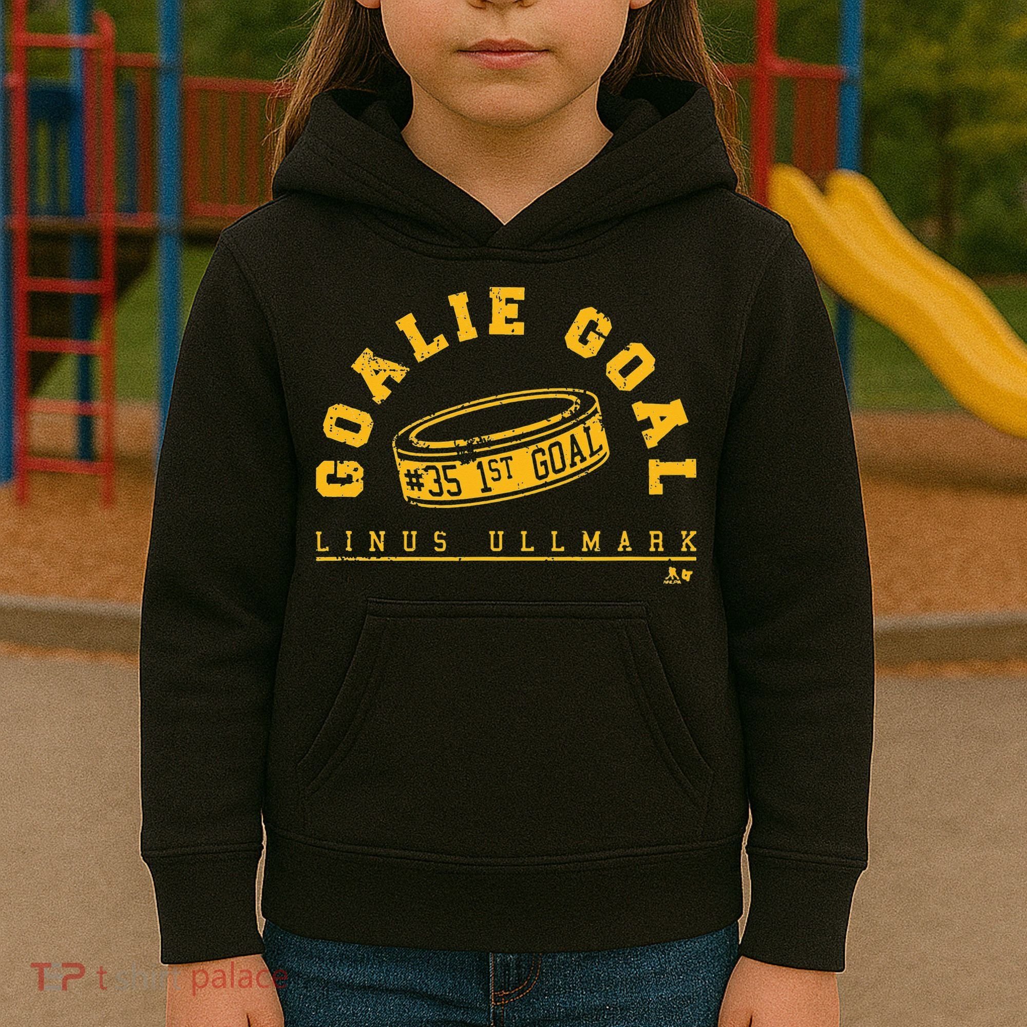 Linus Ullmark Goalie Goal Boston Hockey Kids Hoodie