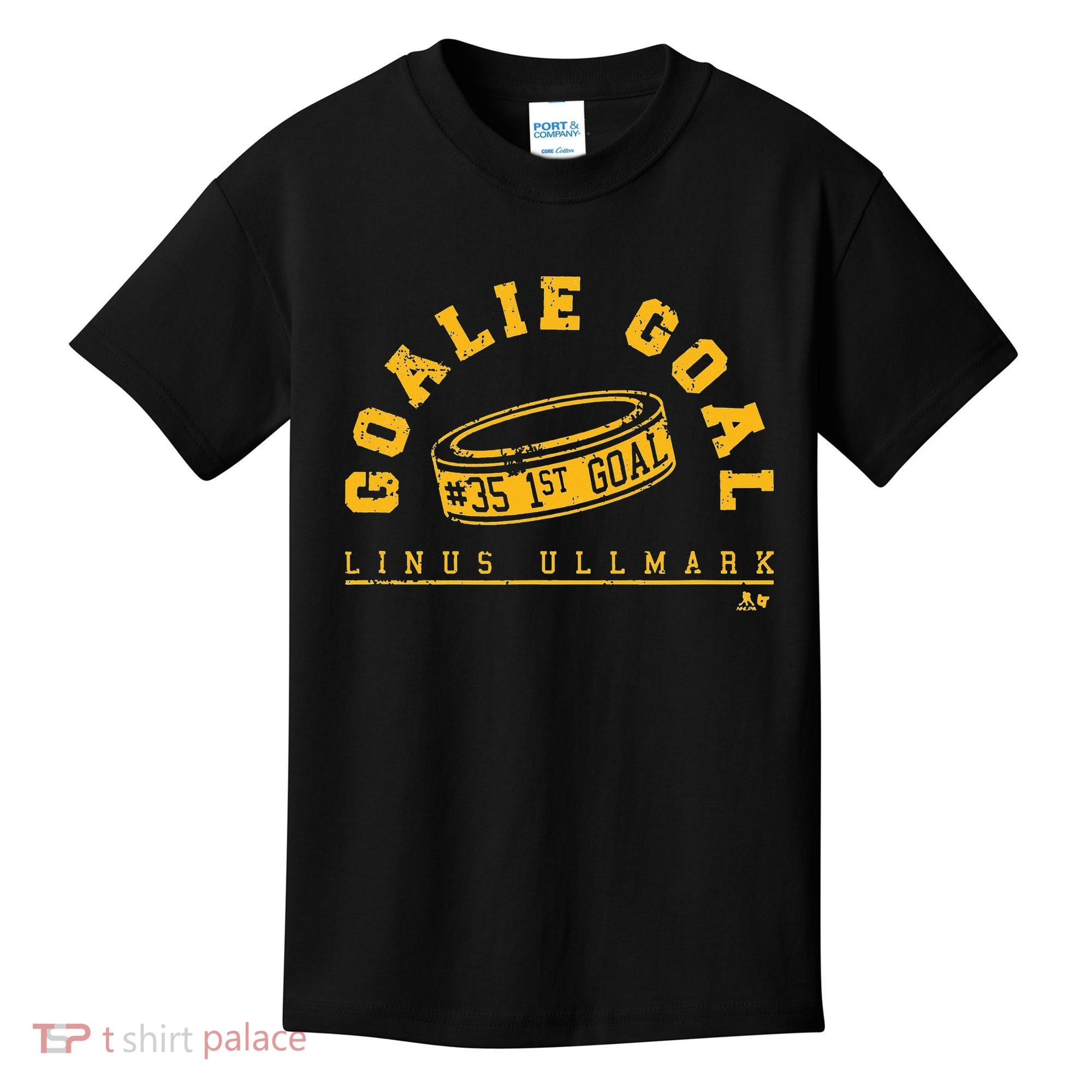Linus Ullmark Goalie Goal Boston Hockey Kids T-Shirt
