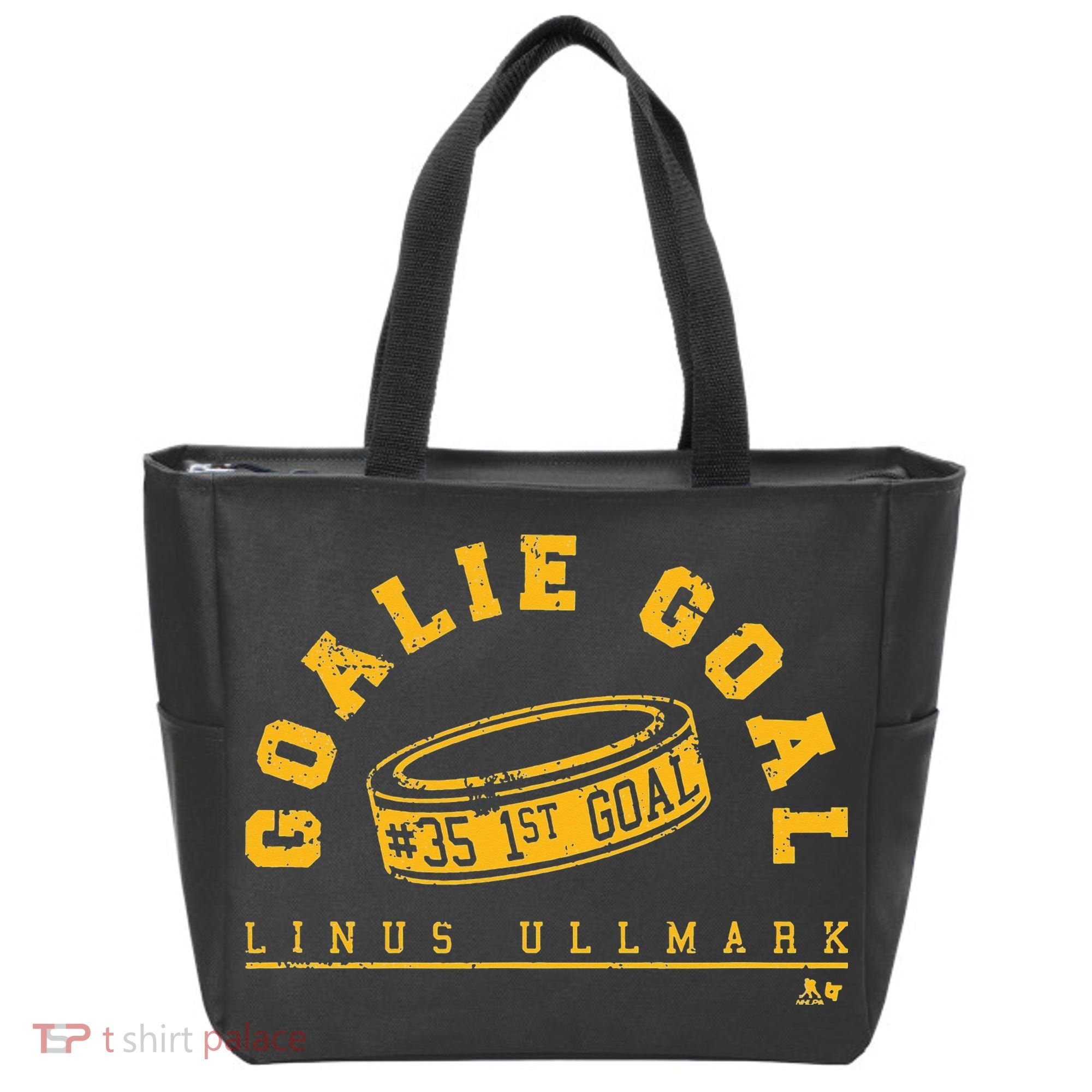 Linus Ullmark Goalie Goal Boston Hockey Tote Bag