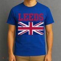 Leeds Union Jack United Kingdom British Flag Vintage Faded Gift T-Shirt thumb 3