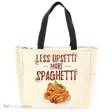 Less Upsetti More Spaghetti Pasta Lover Tote Bag