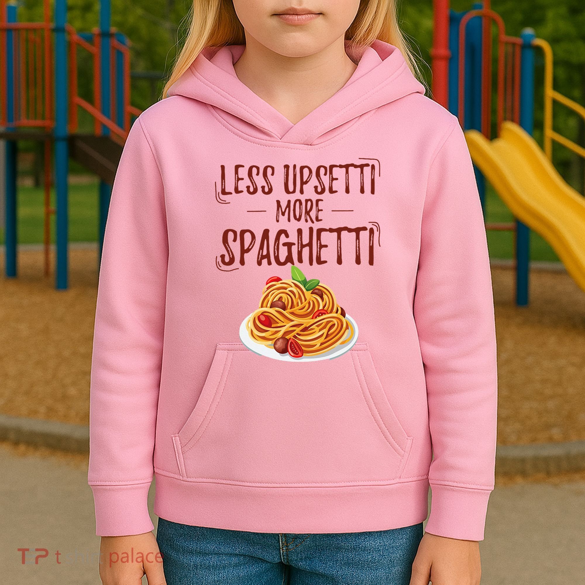 Less Upsetti More Spaghetti Pasta Lover Kids Hoodie