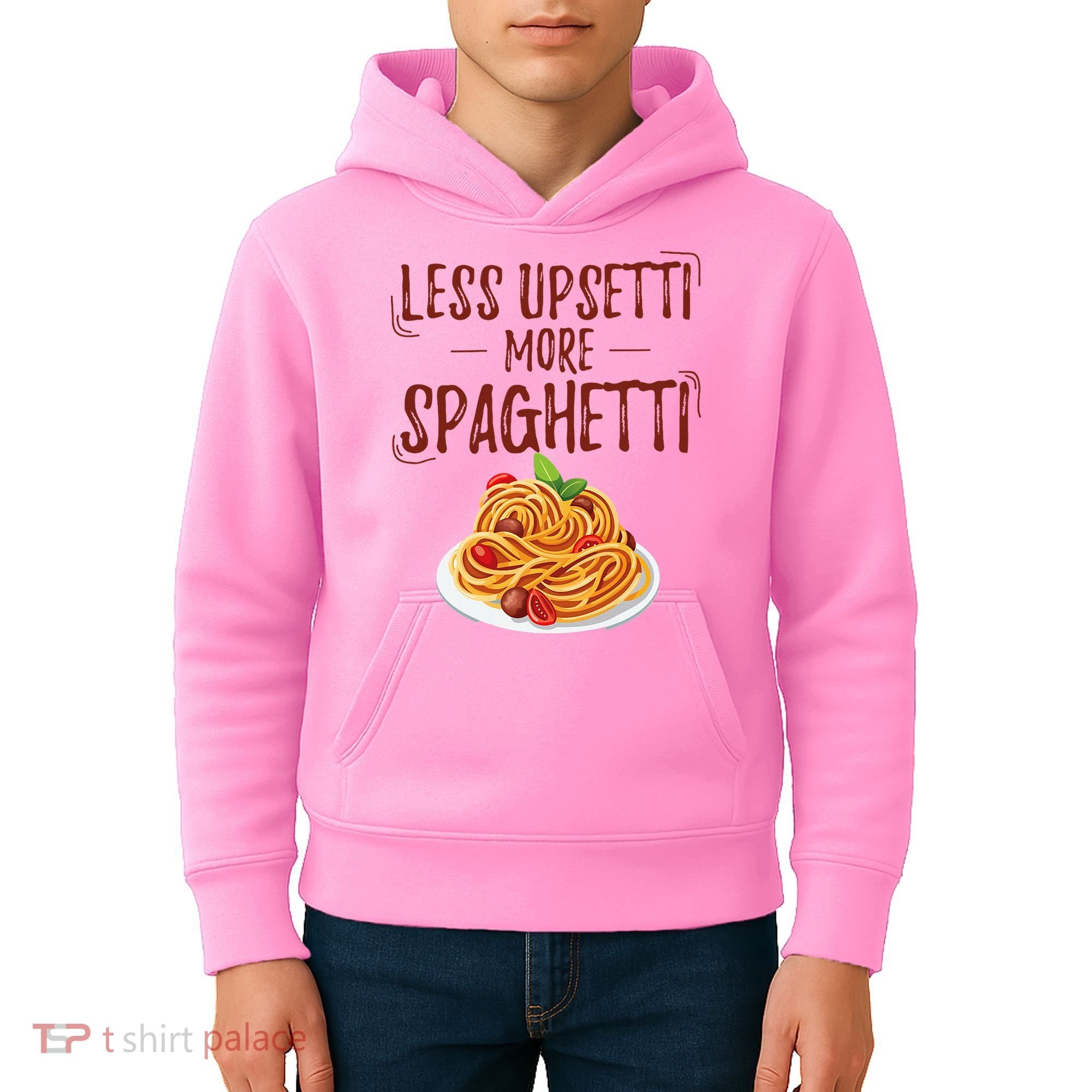 Less Upsetti More Spaghetti Pasta Lover Kids Hoodie