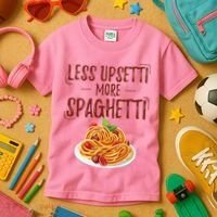 Less Upsetti More Spaghetti Pasta Lover Kids T-Shirt thumb 3