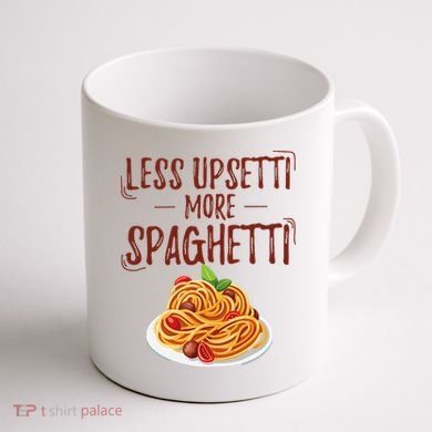 Less Upsetti More Spaghetti Pasta Lover Coffee Mug back