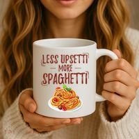 Less Upsetti More Spaghetti Pasta Lover Coffee Mug thumb 3