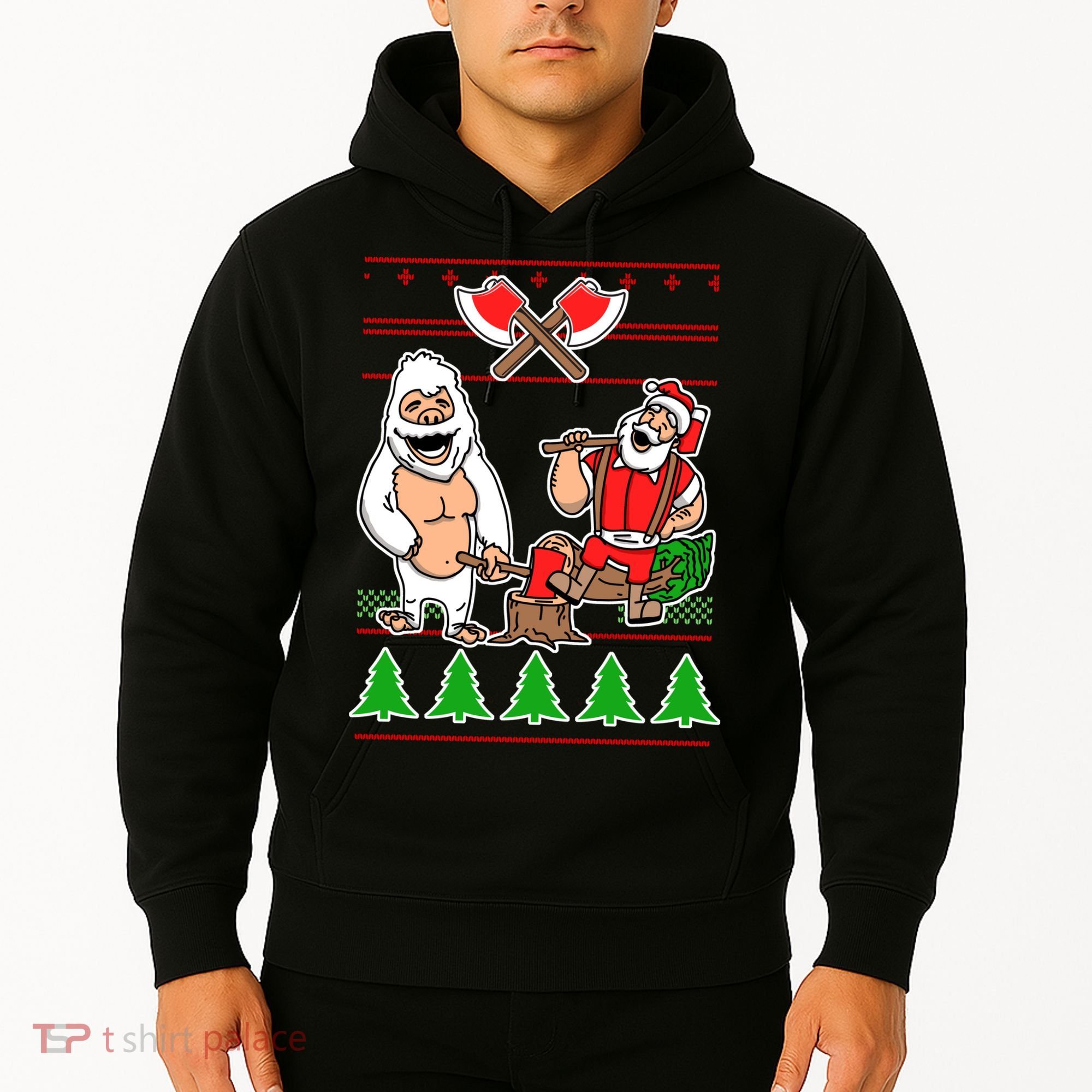 Lumberjack Santa Ugly Christmas Sweater Hoodie