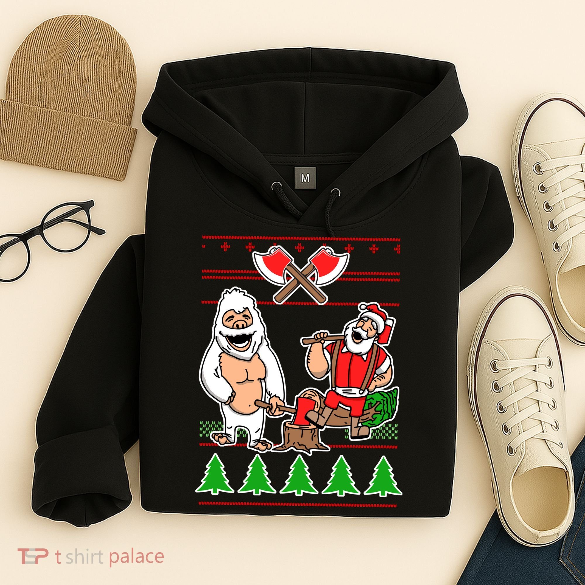 Lumberjack Santa Ugly Christmas Sweater Hoodie