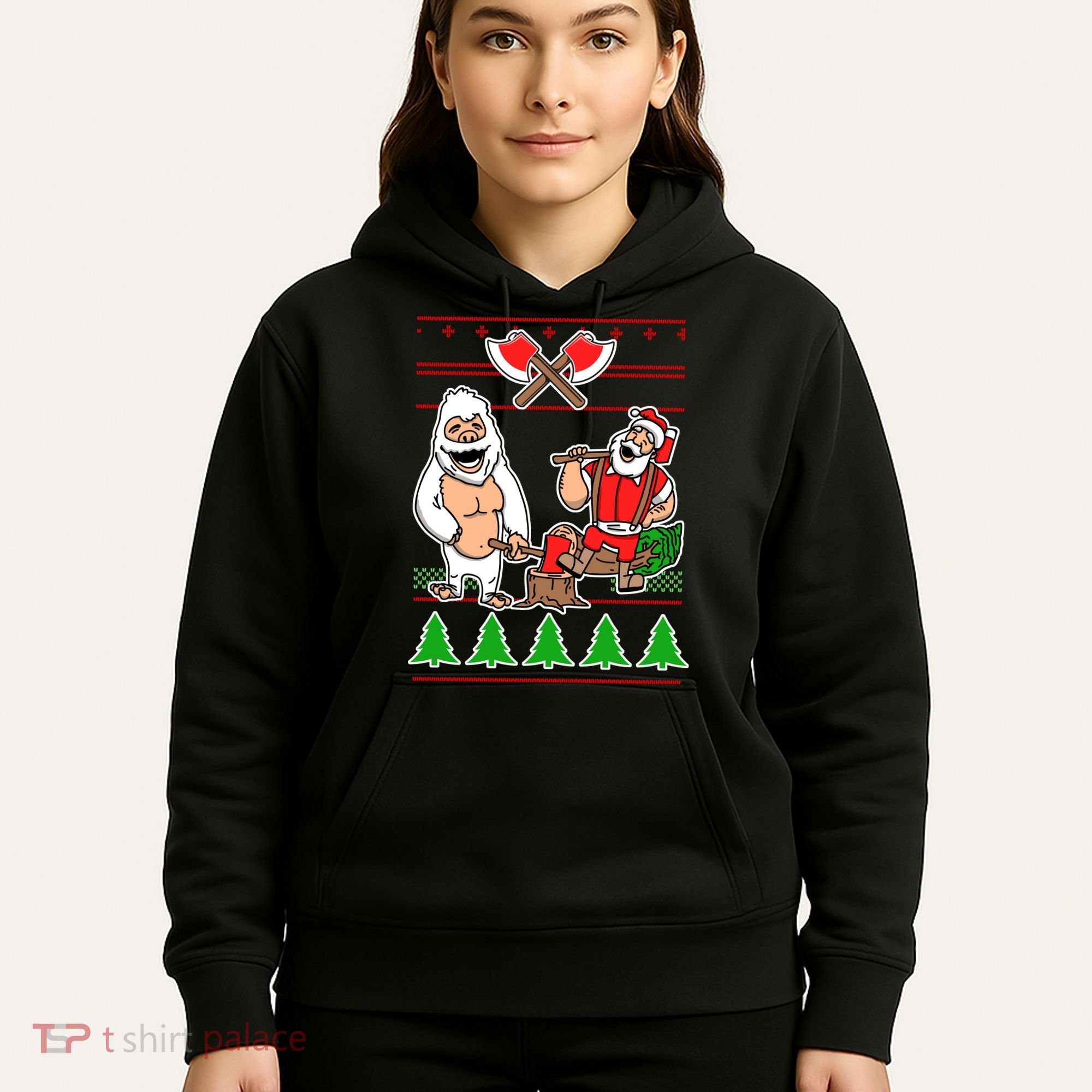 Lumberjack Santa Ugly Christmas Sweater Hoodie
