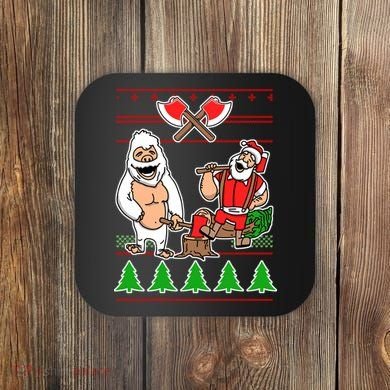Lumberjack Santa Ugly Christmas Sweater Coaster