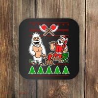 Lumberjack Santa Ugly Christmas Sweater Coaster thumb 0