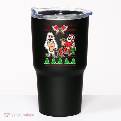 Lumberjack Santa Ugly Christmas Sweater Tumbler