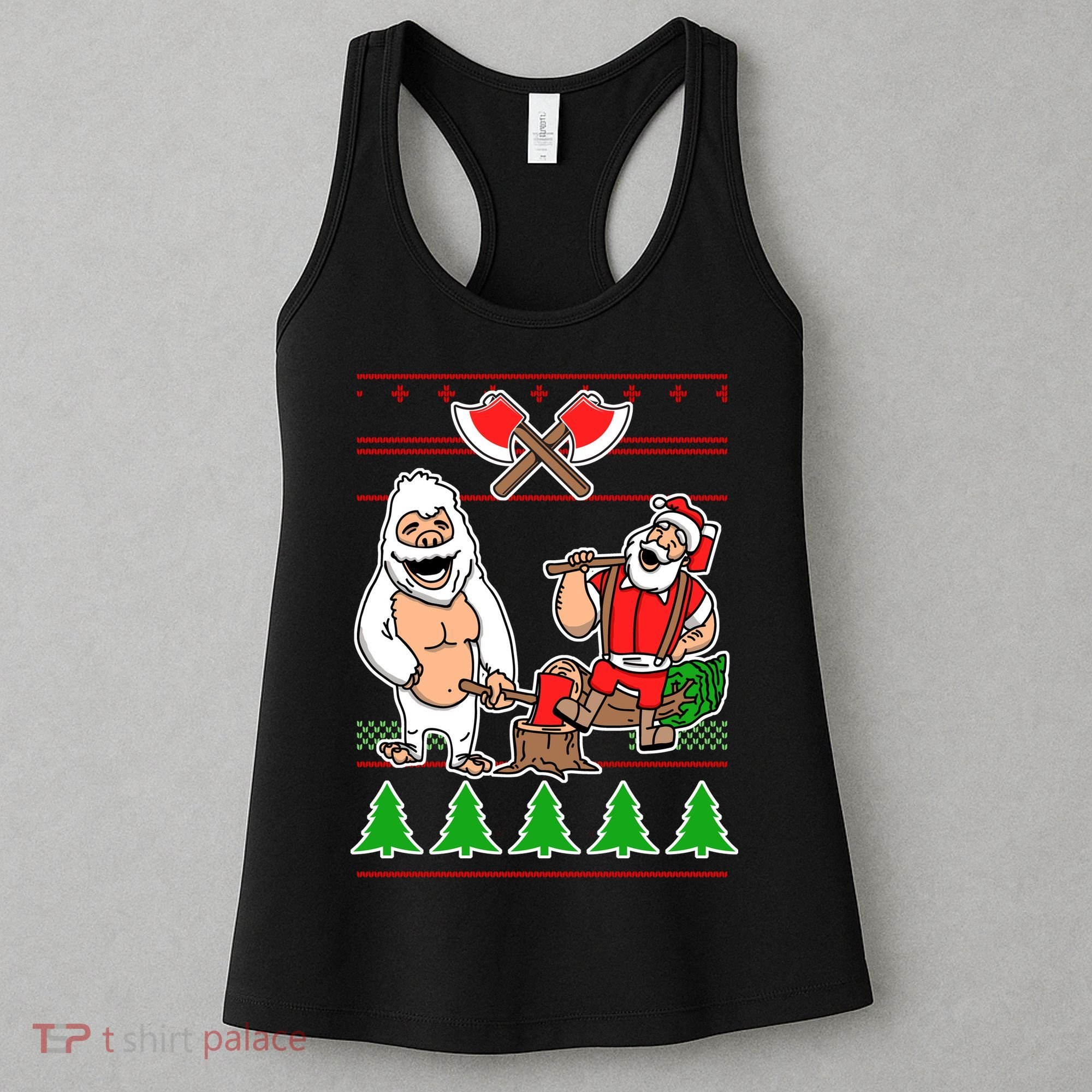 Lumberjack Santa Ugly Christmas Sweater Women's Tank Top
