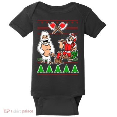 Lumberjack Santa Ugly Christmas Sweater Baby Bodysuit