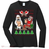 Lumberjack Santa Ugly Christmas Sweater Women's Long Sleeve Shirt thumb 0
