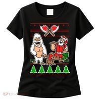 Lumberjack Santa Ugly Christmas Sweater Women's T-Shirt thumb 0