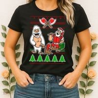 Lumberjack Santa Ugly Christmas Sweater Women's T-Shirt thumb 2