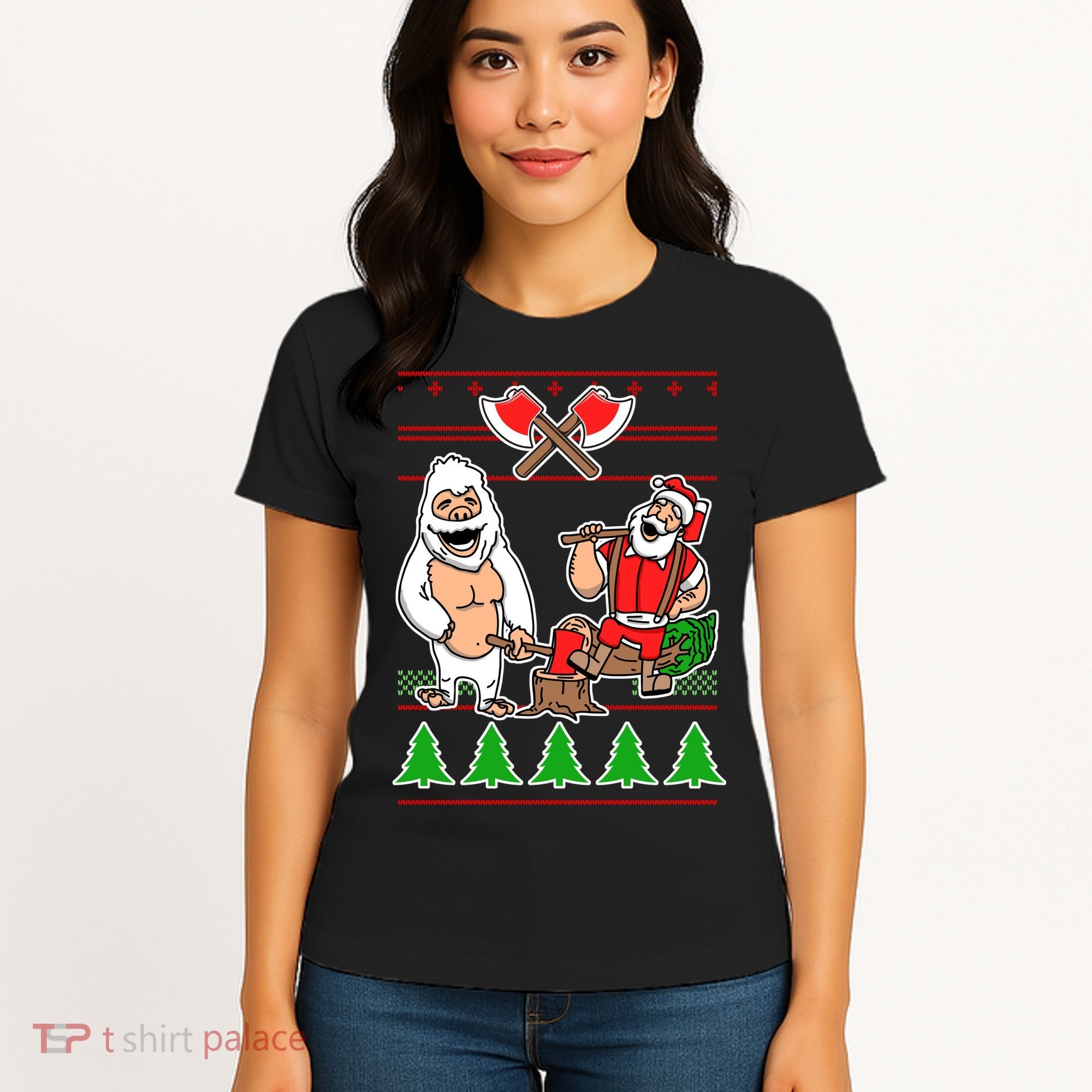 Lumberjack Santa Ugly Christmas Sweater Women's T-Shirt