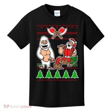 Lumberjack Santa Ugly Christmas Sweater Kids T-Shirt