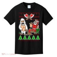 Lumberjack Santa Ugly Christmas Sweater Kids T-Shirt thumb 0