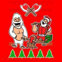 Lumberjack Santa Ugly Christmas Sweater Santa Hat thumb 1