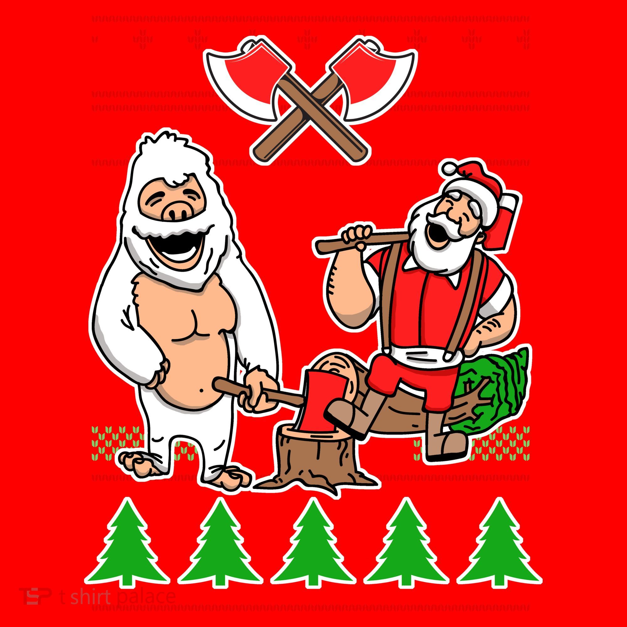 Lumberjack Santa Ugly Christmas Sweater Santa Hat