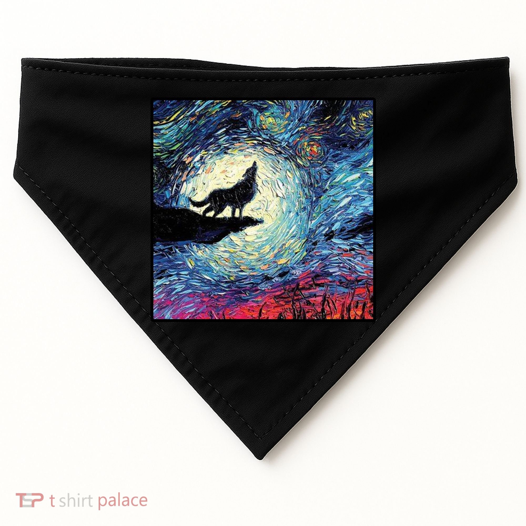 Lupine Night Howl Wolf Moon USA-Made Doggie Bandana