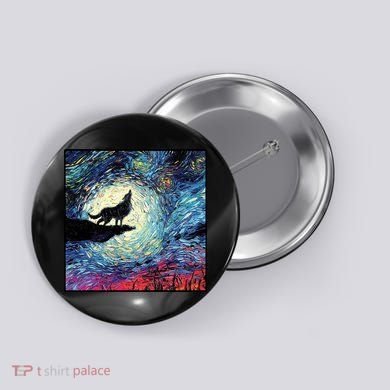 Lupine Night Howl Wolf Moon Button