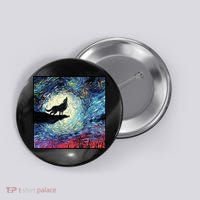 Lupine Night Howl Wolf Moon Button thumb 0