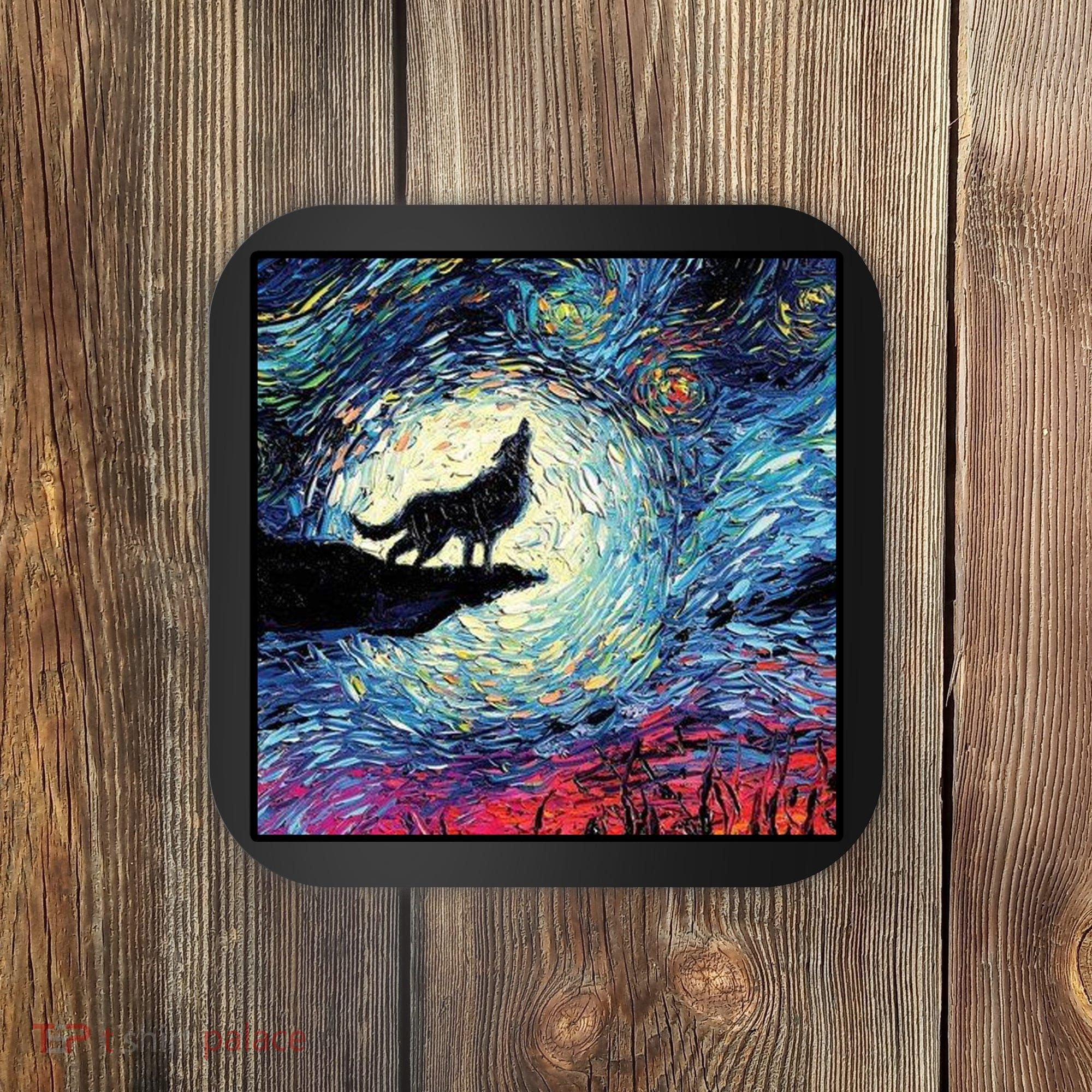 Lupine Night Howl Wolf Moon Coaster