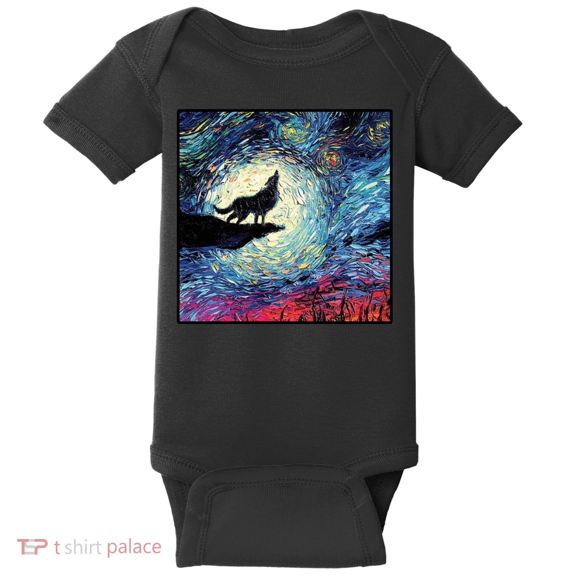 Lupine Night Howl Wolf Moon Baby Bodysuit